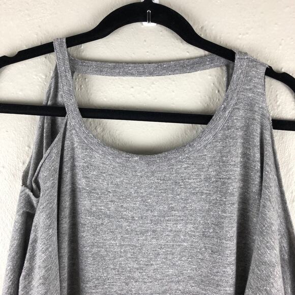 Chaser Gray Triblend Jersey Deconstructed Long Sleeve Hi-Lo Dolman Pockets Dress - Picture 4 of 8